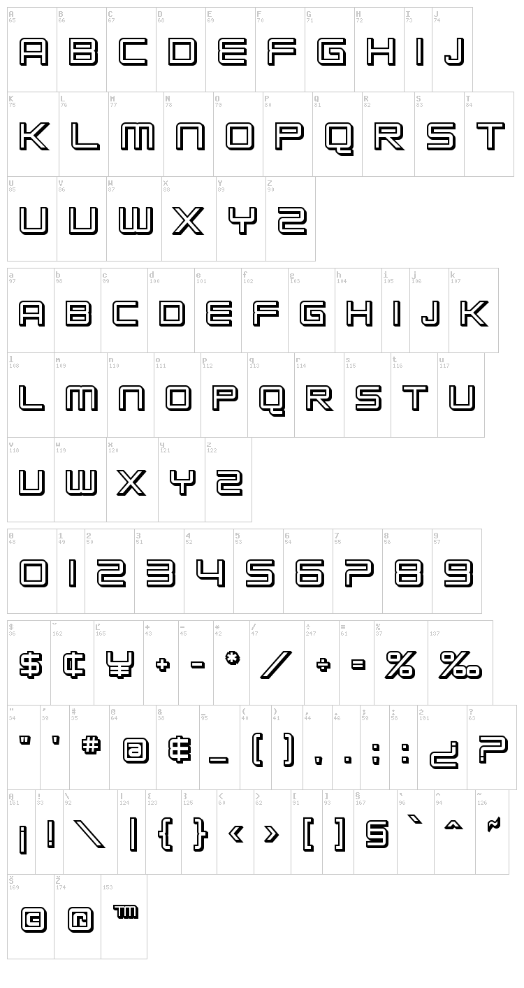 SF Chromium 24 font map